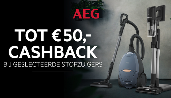 Tot €50,- cashback bij aankoop van een AEG stofzuiger