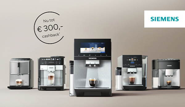 Tot €300,- cashback bij aankoop van een Siemens espressomachine